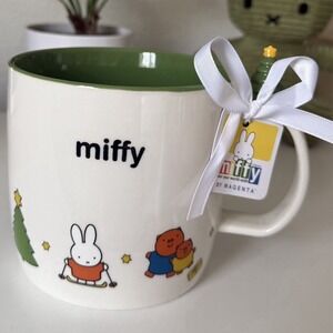 NEW Miffy Ski w/ Friends Christmas Theme Coffee Mug w/ Christmas Tree on Handle